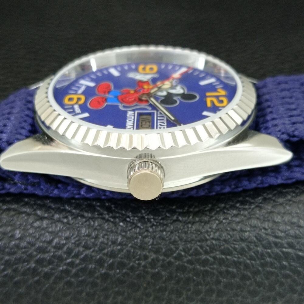 Vintage 1972 Disney Citizen Automatic Mens Silver Watch W/daydate & Blue accents - Picture 5 of 10